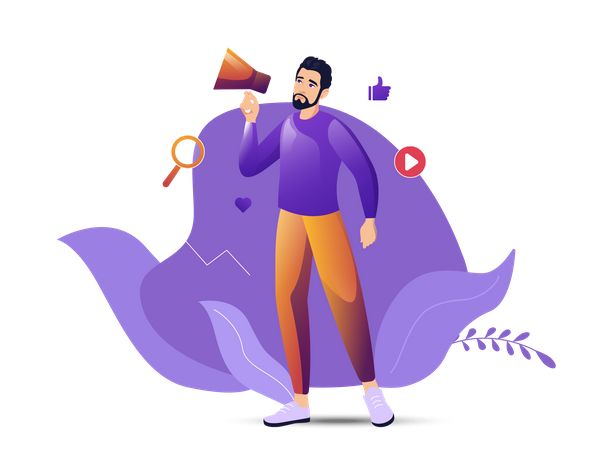 Man doing social media marketing  Illustration