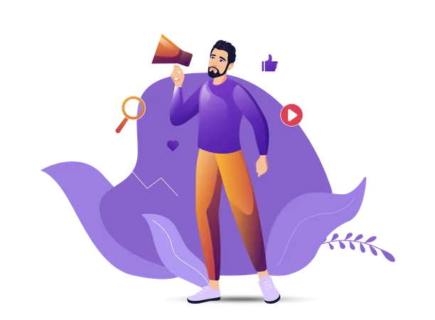 Man doing social media marketing  Illustration