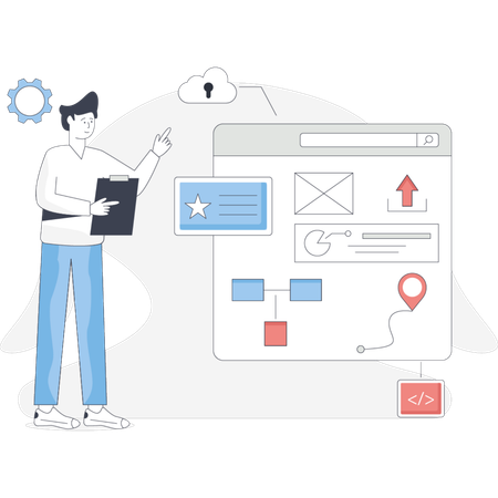 Man  doing softw development  Illustration