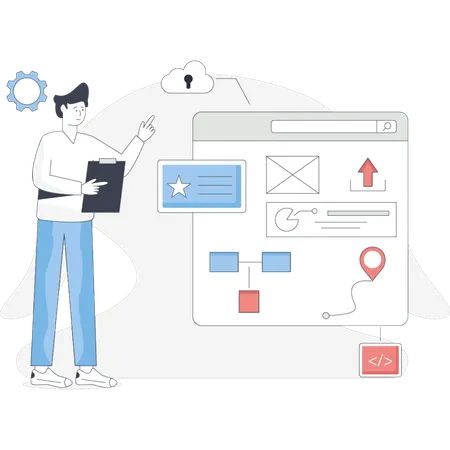 Man  doing softw development  Illustration