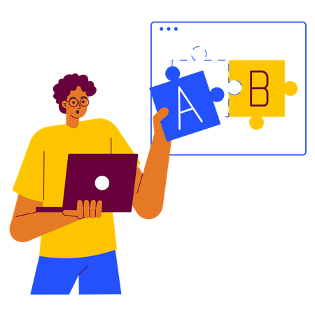 Man doing Software AB testing  Illustration