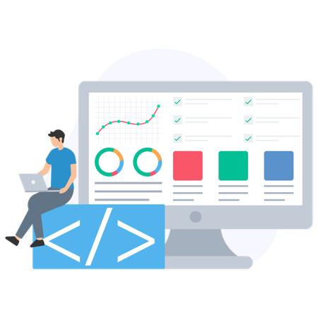 Man Doing Software Development  Illustration