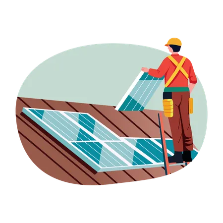 Man doing Solar installation  Illustration