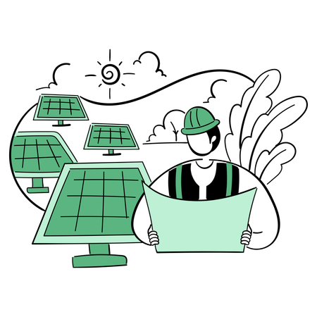 Man doing solar panel installation  Illustration