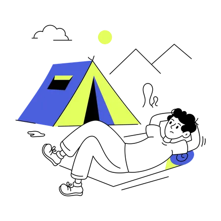 Man doing solo camping  Illustration