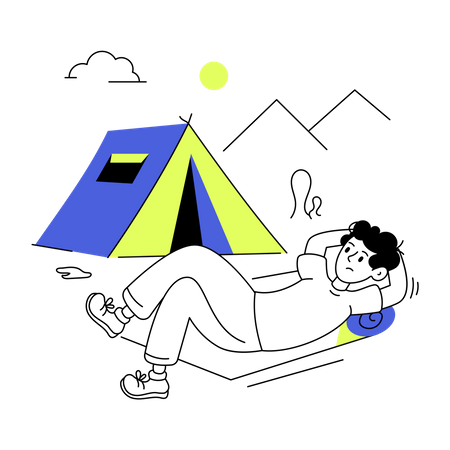 Man doing solo camping  Illustration