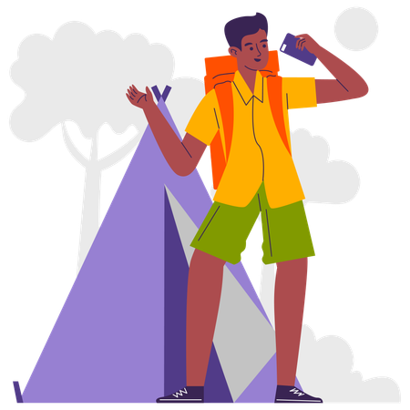 Man doing solo hiking  Illustration