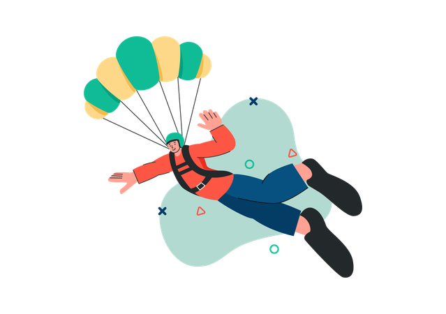 Man doing Solo Skydiving  Illustration