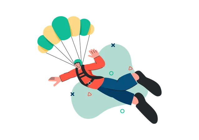 Man doing Solo Skydiving  Illustration