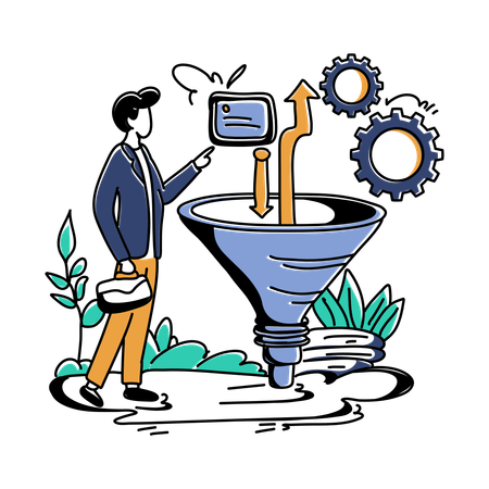 Man doing sorting data  Illustration