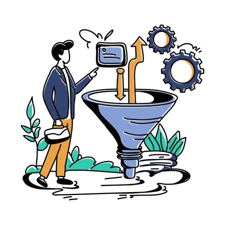 Man doing sorting data  Illustration