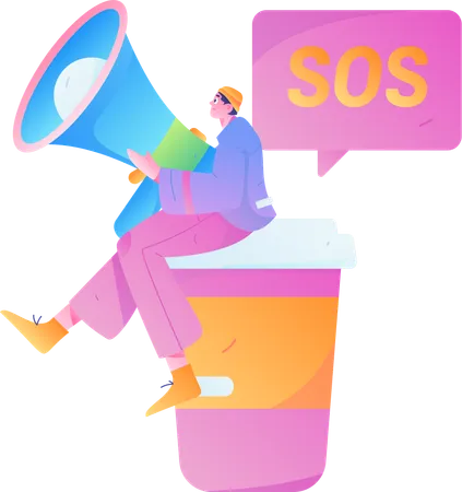 SOS 마케팅을 하는 남자  일러스트레이션