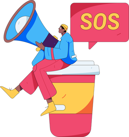 Man doing sos marketing  Illustration