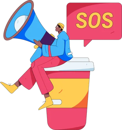 Man doing sos marketing  Illustration