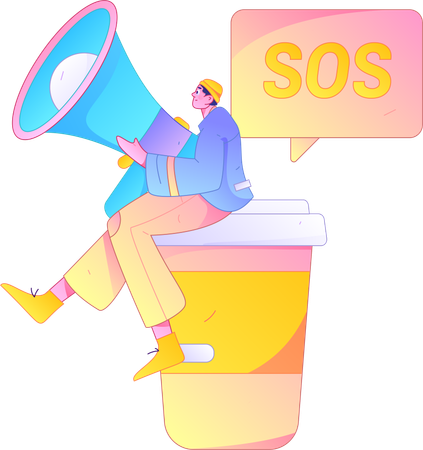 Man doing sos marketing  Illustration