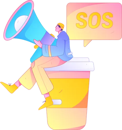 Man doing sos marketing  Illustration