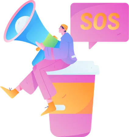 Man doing sos marketing  Illustration