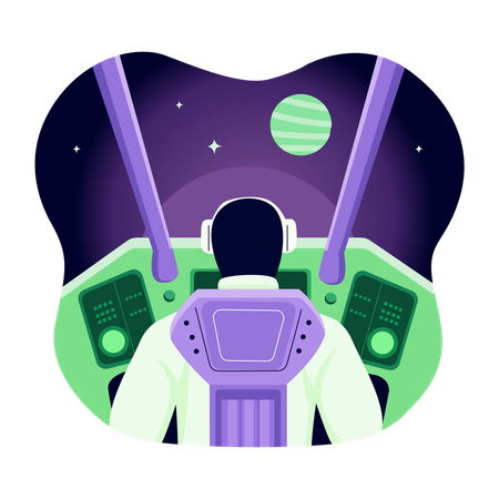Man doing space navigation  Illustration