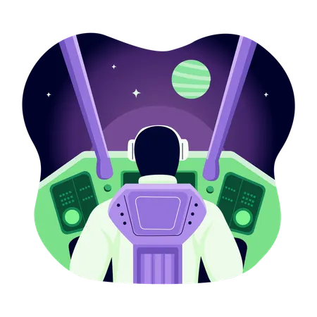Man doing space navigation  Illustration