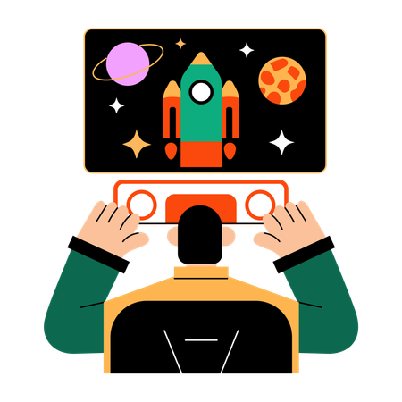 Man doing space study  Illustration