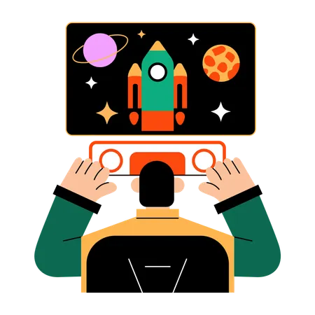 Man doing space study  Illustration