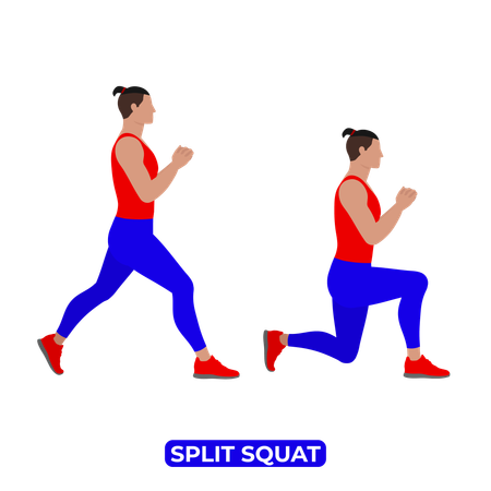 Man Doing Split Squat Exercise  イラスト