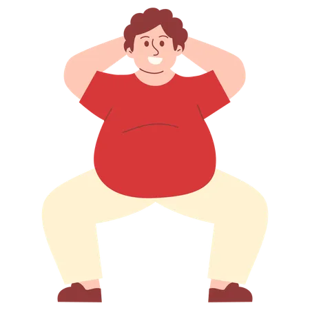 Man doing Squat Exercise  Illustration