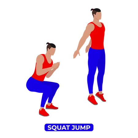 Man Doing Squat Jump Exercise  イラスト