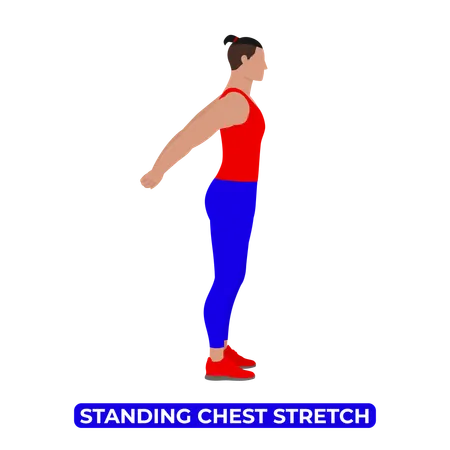 Arms Backward Chest Stretch An Educational Illustration On A White Background Illustration