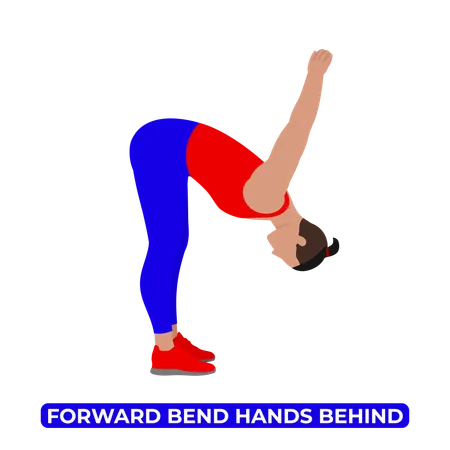 Man Doing Standing Forward Bend Hands Behind  Illustration