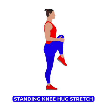 Man Doing Standing Knee Hug  イラスト