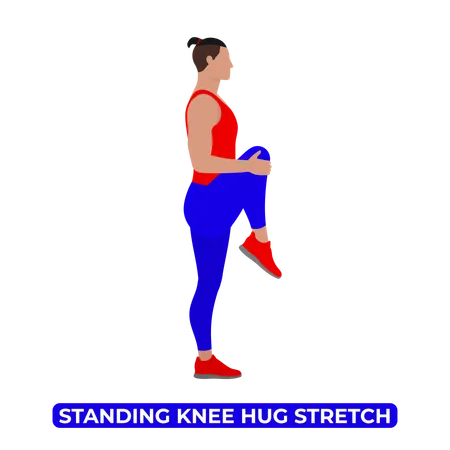 Man Doing Standing Knee Hug  Illustration