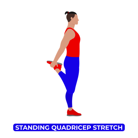 Man Doing Standing Quadricep Stretch  일러스트레이션
