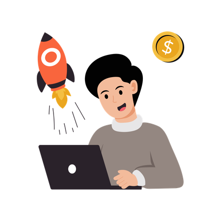 Man doing startup management  Illustration