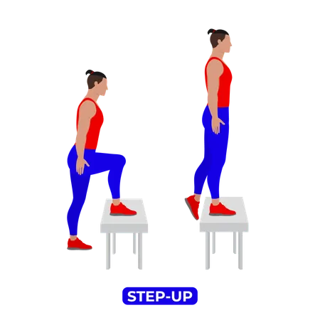Man Doing Step Up Exercise  Illustration