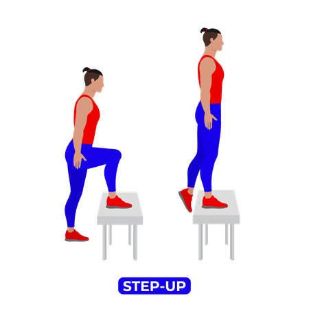 Man Doing Step Up Exercise  Illustration