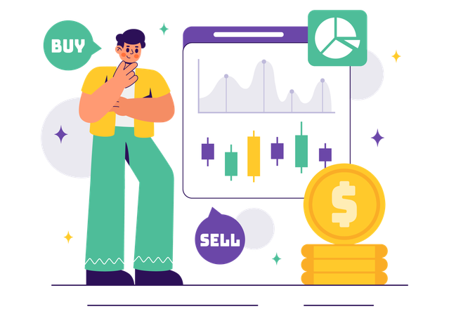 Man doing stock market investment  Illustration