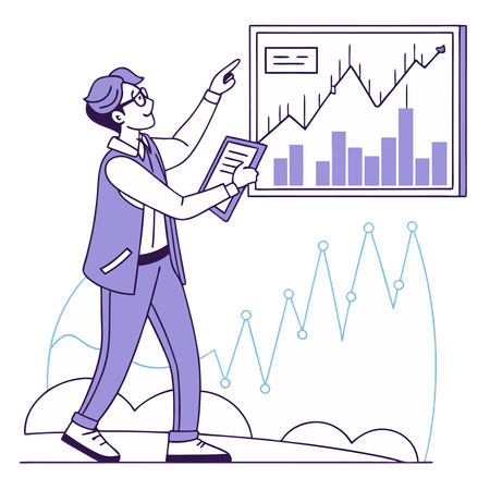 Man doing stock market investment  Illustration