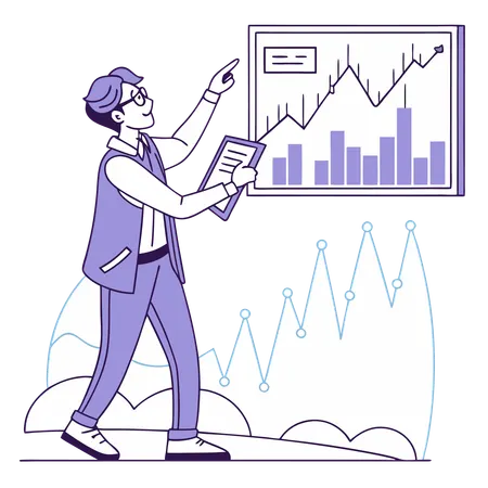 Man doing stock market investment  Illustration