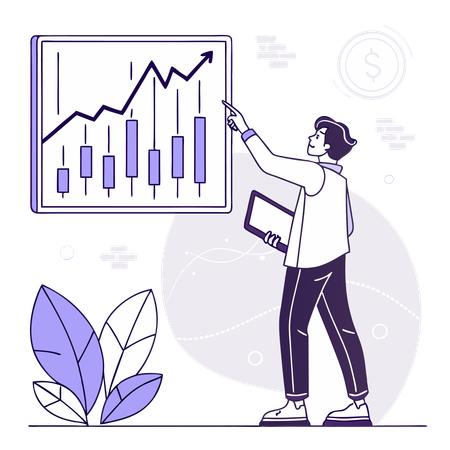 Man doing stock market investment  Illustration