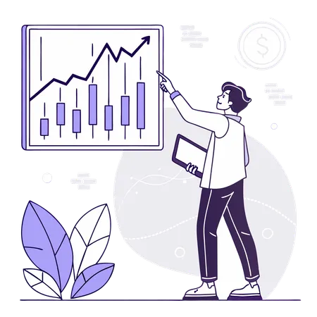 Man doing stock market investment  Illustration