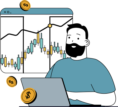 Man doing stock market investment  Illustration