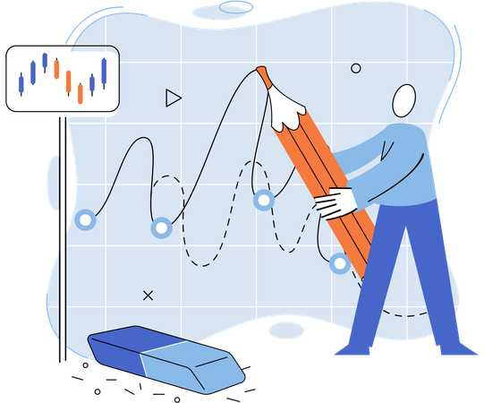 Man doing stock market manipulation  Illustration