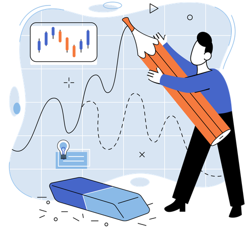 Man doing stock market manipulation  Illustration