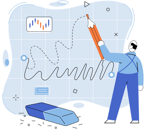 Man doing stock market manipulation  Illustration