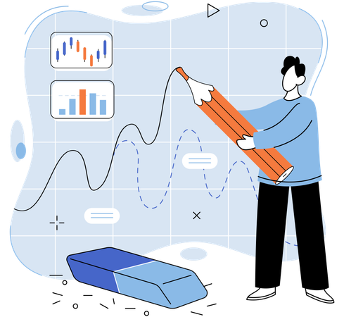 Man doing stock market manipulation  Illustration