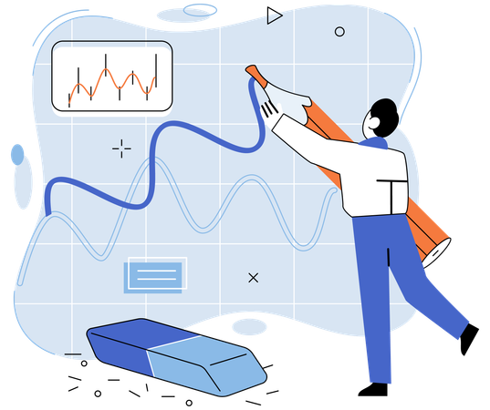 Man doing stock market manipulation  Illustration