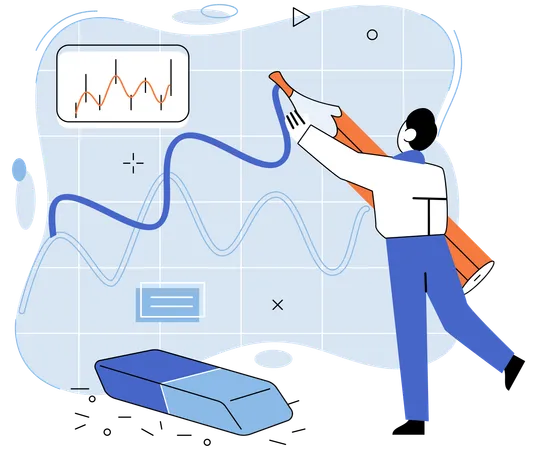 Man doing stock market manipulation  Illustration