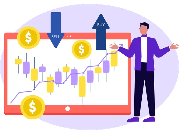 Man Doing Stock Market Trading  Illustration