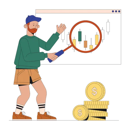 Man doing stock market trading  Illustration